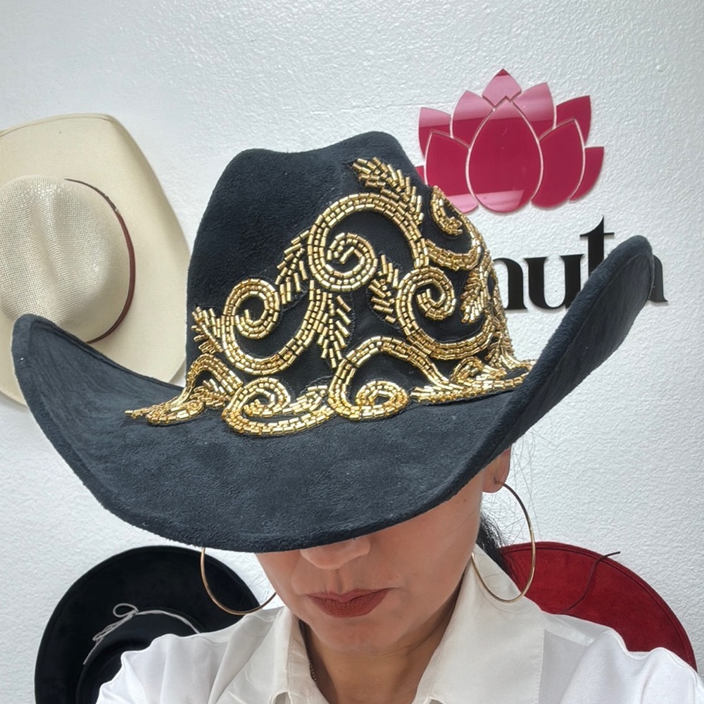 Stetson Black and Gold Embroidered Cowboy Hat - Picture 6 of 8